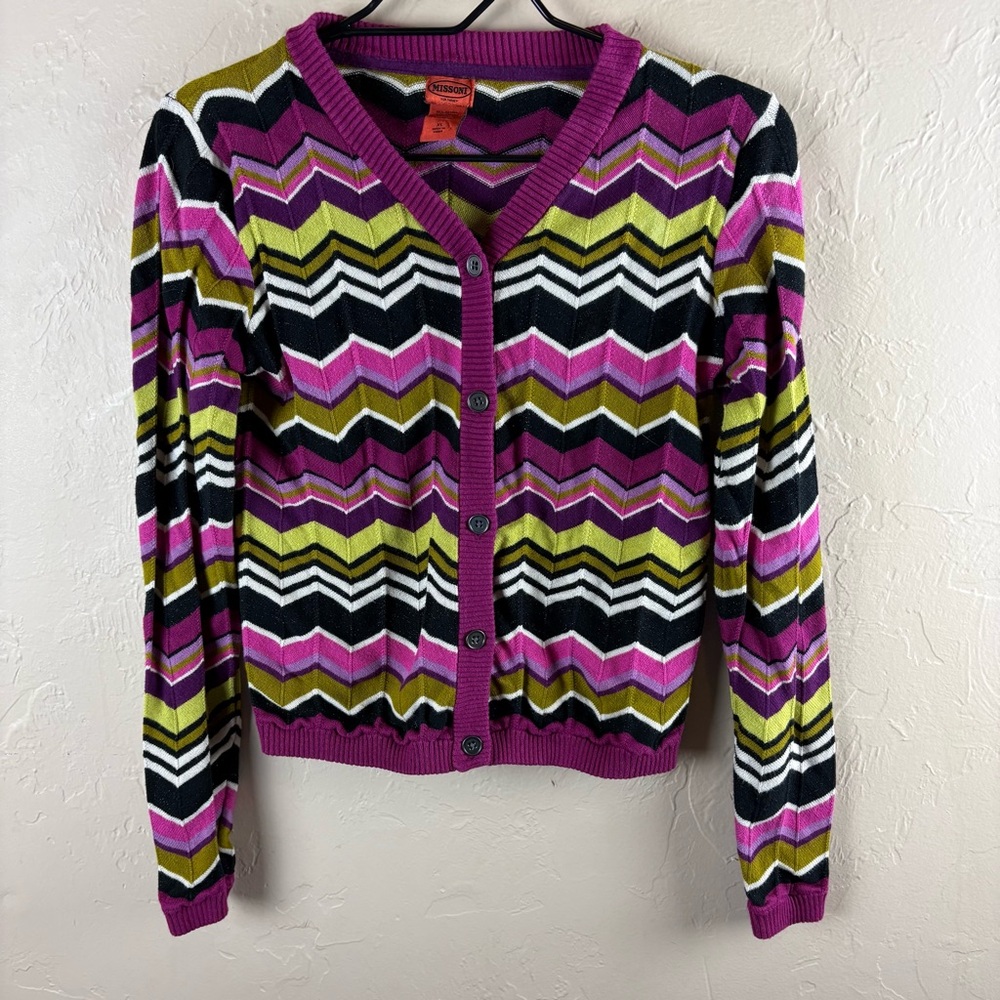 Missoni Target Purple Chevron Green Cardigan Sweater Button Girls XL